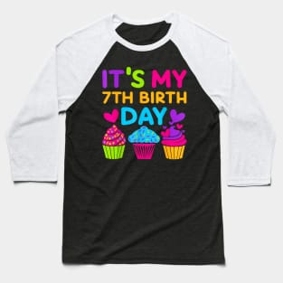 7 Years Old Rainbow Girls 7Th Birthday For Girls Kids Baseball T-Shirt